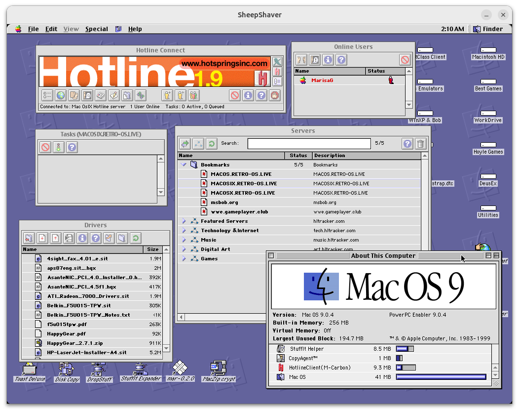 Screenshot of Hotline on MacOS9